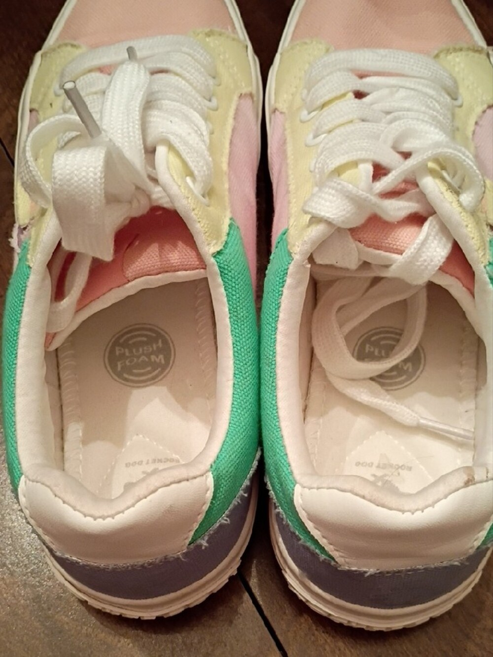 Rocket Dog Pastel Multicolor Canvas Sneakers - Pink, Yellow & Green Size 8 - Picture 5 of 10